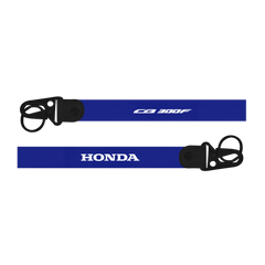Two blue lanyards with black buckles, one displaying 'CB 300F' and the other 'Honda'.