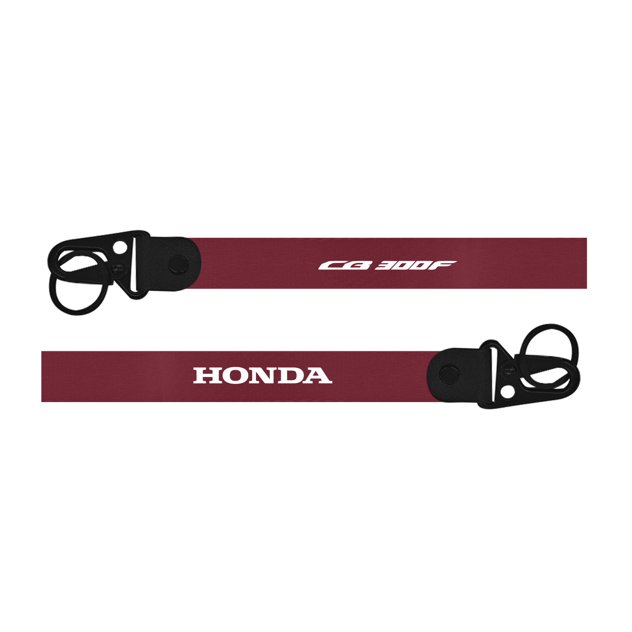 Red lanyard with 'Honda' and 'CB 300F' text on a white background