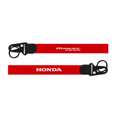 Red lanyard with Honda logo on a white background