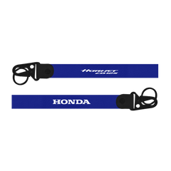 Blue lanyard with 'Honda' and 'Harley-Davidson' logos on a white background