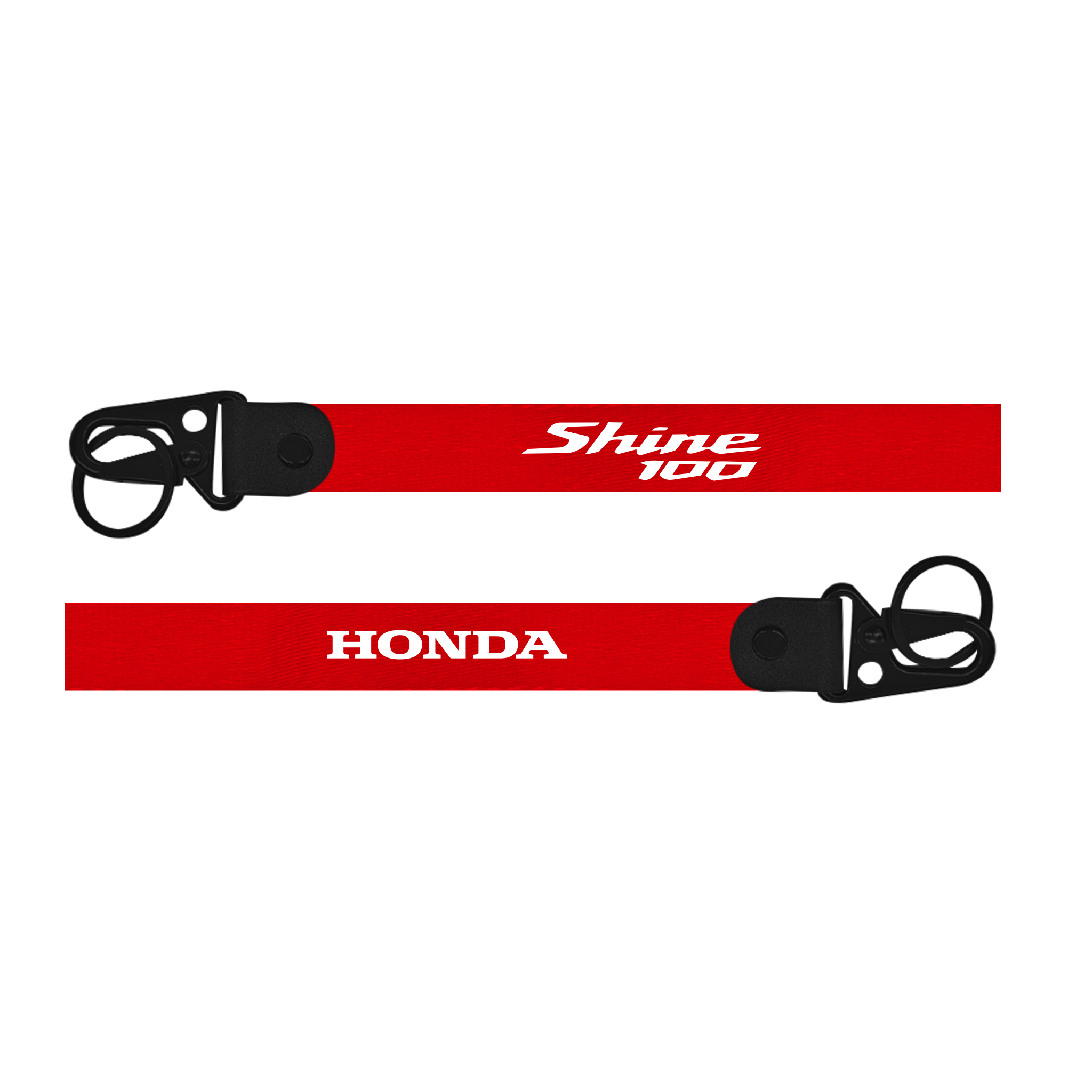 Red lanyard with 'Shine 100' and 'Honda' branding on a white background