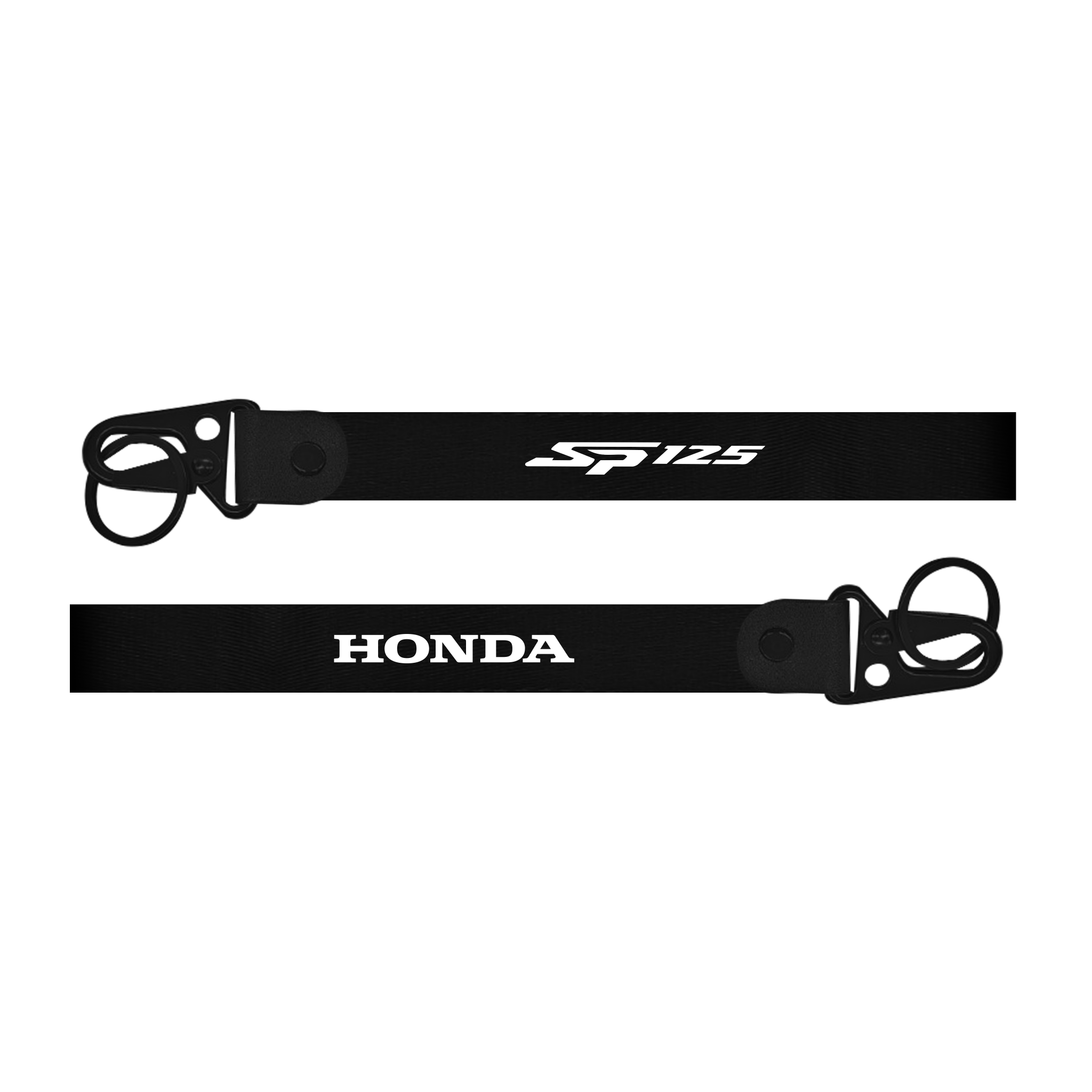 Two black lanyards with 'SP125' and 'Honda' branding on a white background