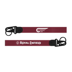 Two maroon lanyards with 'Royal Enfield' branding on a white background