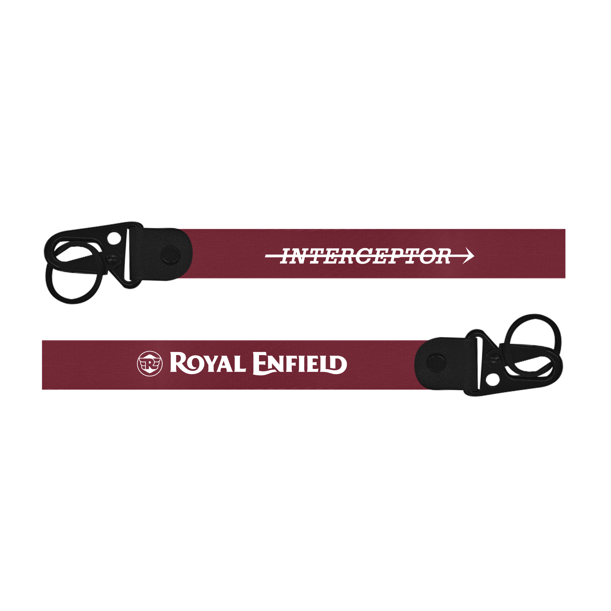 Two motorcycle accessories with 'Interceptor' and 'Royal Enfield' branding on a white background.