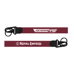 Two motorcycle chain guards with 'Scram 400' and 'Royal Enfield' branding on a white background.