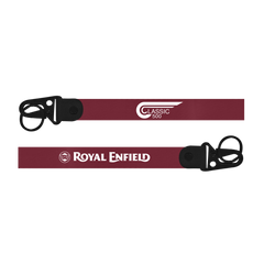 Two maroon lanyards with 'Royal Enfield' branding on a white background