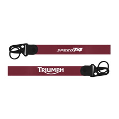 Two red lanyards with 'Speed T4' and 'Triumph' branding on a white background