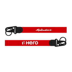 Two red lanyards with 'Splendor+' and 'Hero' branding on a white background