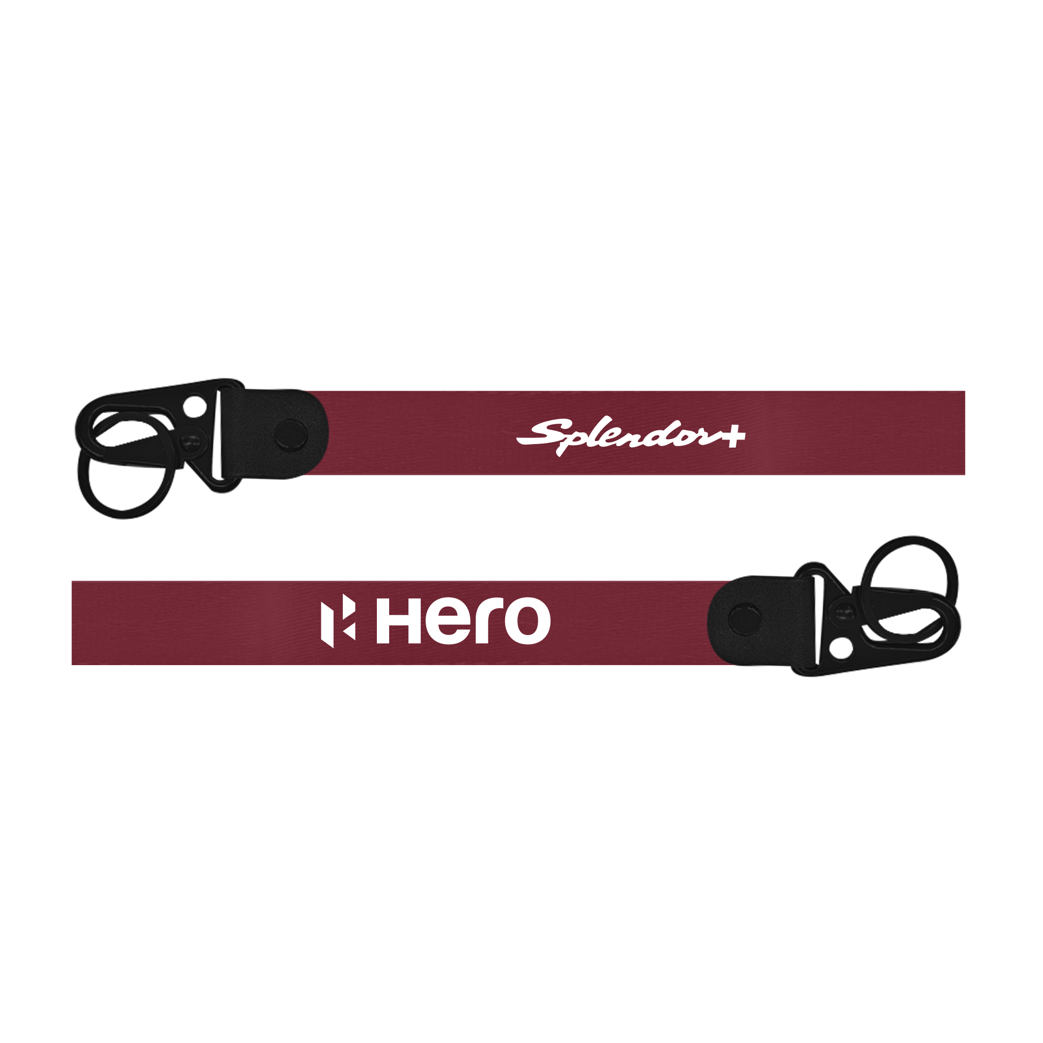 Two maroon lanyards with 'Splendor+' and 'Hero' branding on a white background
