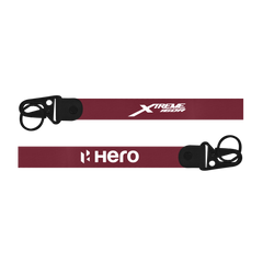 Two maroon lanyards with black ends and visible branding on a white background