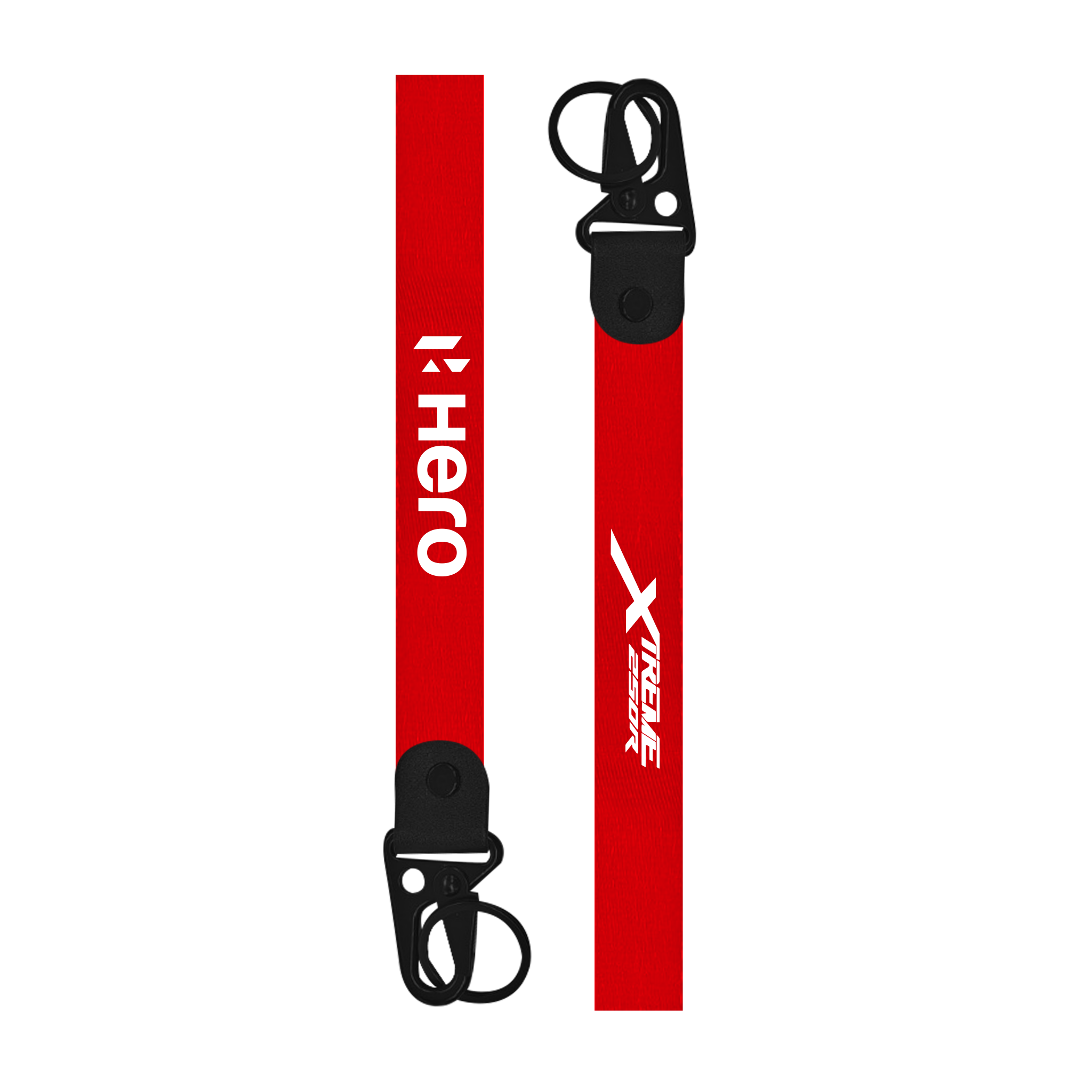 Two red straps with 'Xtreme 250R' and 'Hero' branding on a white background