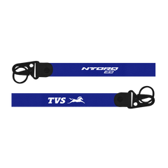 Two blue straps with black buckles and visible branding on a white background