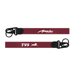 Maroon lanyard with 'Apache' and 'TVS' branding on a white background