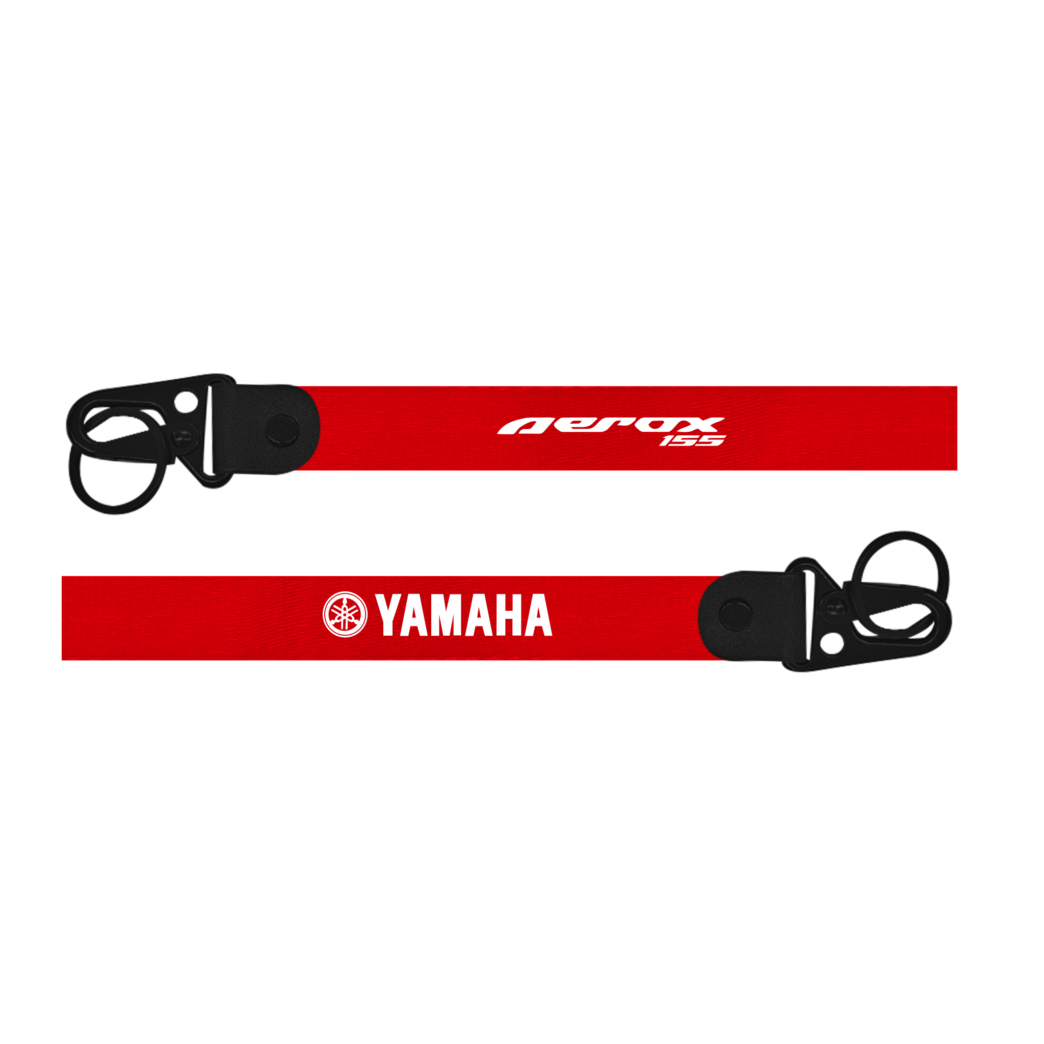 Two red lanyards with 'aerox 125' and 'Yamaha' branding on a white background.