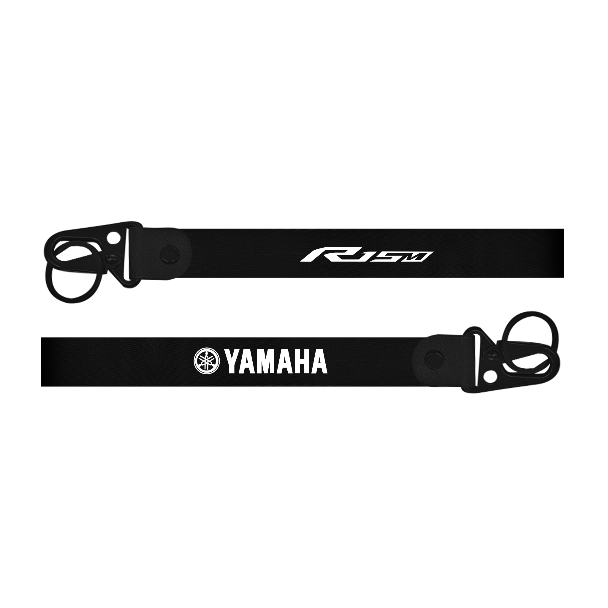 Two black straps with RJSM and Yamaha logos on a white background