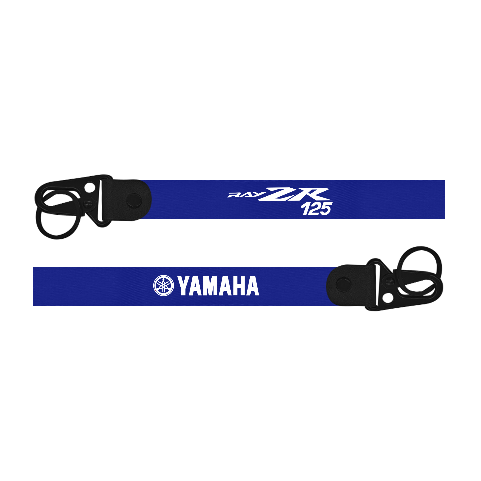 Two blue lanyards with 'RAYZR 125' and 'YAMAHA' branding on a white background.