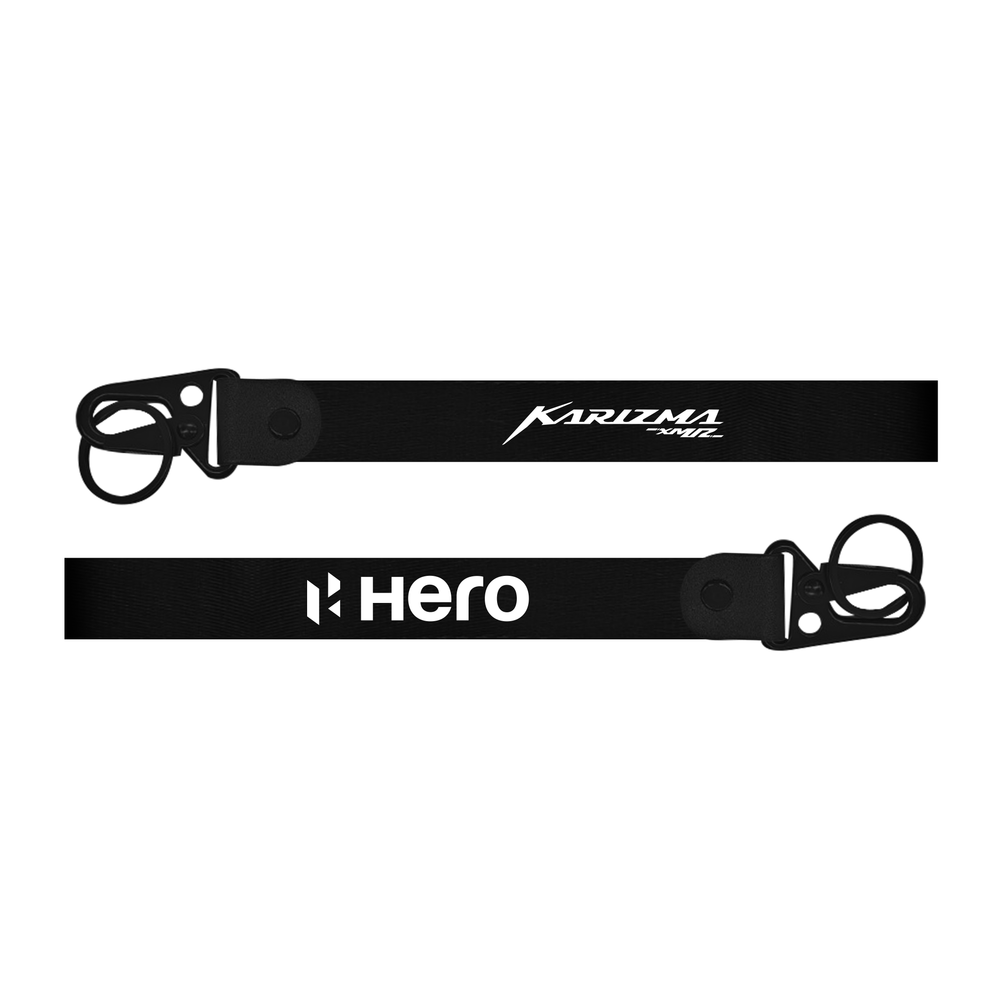 Two black straps with 'Karizma' and 'Hero' branding on a white background
