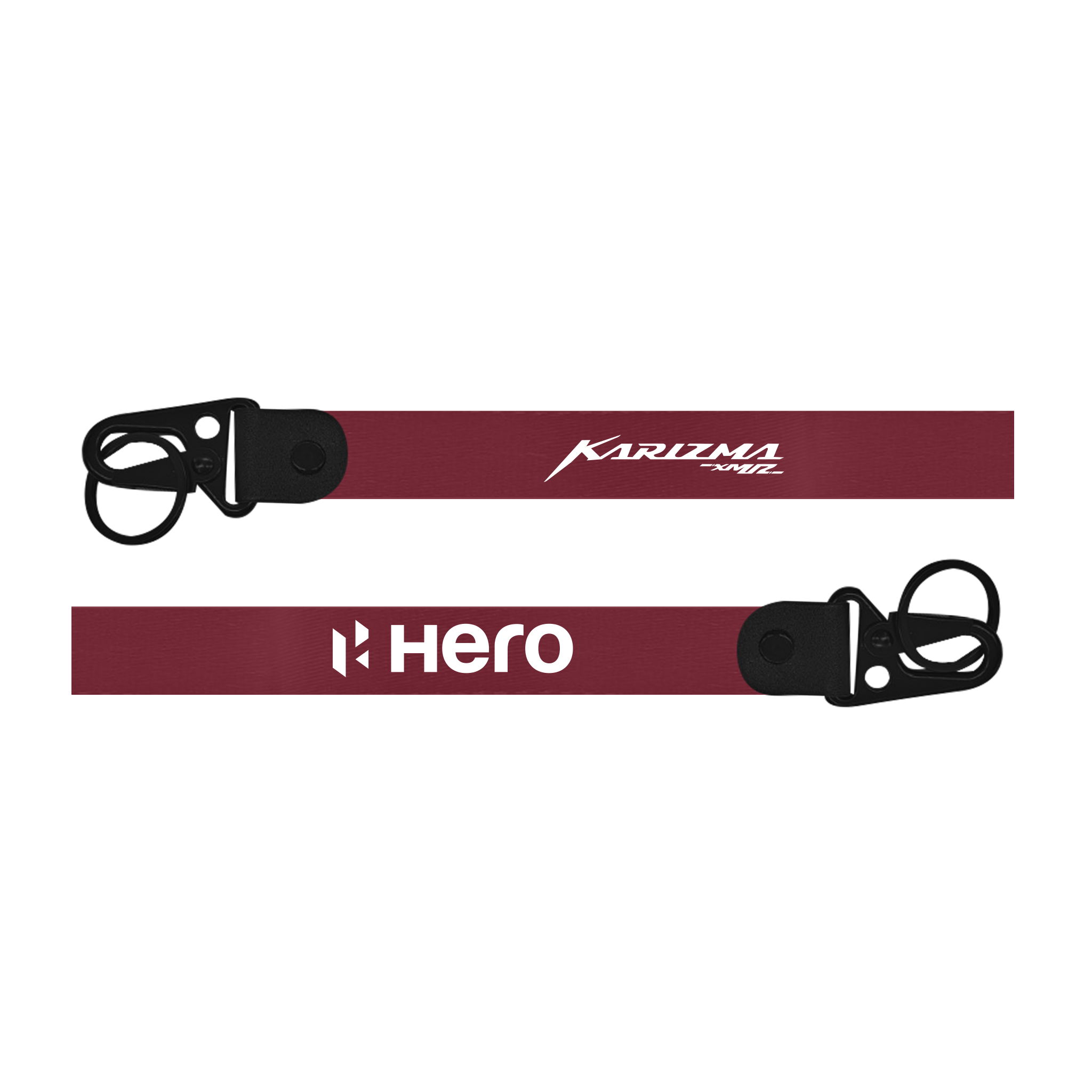 Two maroon straps with black buckles and visible branding on a white background
