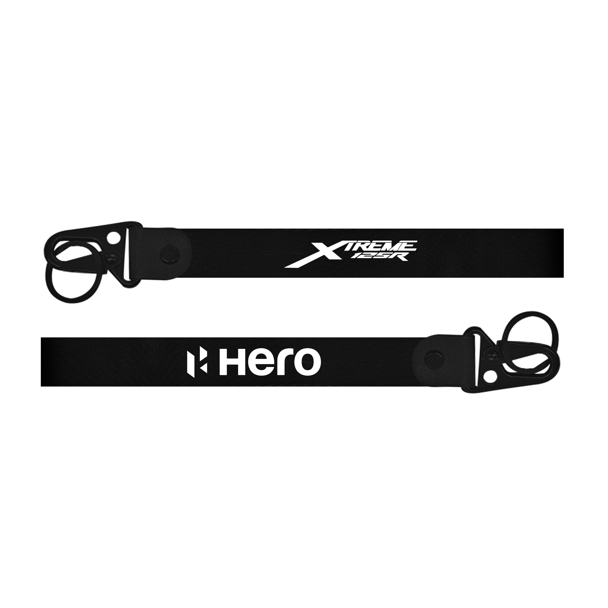 Two black straps with 'Xtreme' and 'Hero' branding on a white background