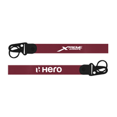 Two maroon lanyards with black ends and visible branding on a white background