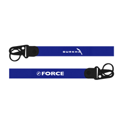 Two blue lanyards with ' Gurkha' and 'Force' branding on a white background