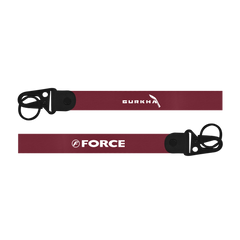 Maroon lanyard with black ends featuring 'Gurkha' and 'Force' logos on a white background.