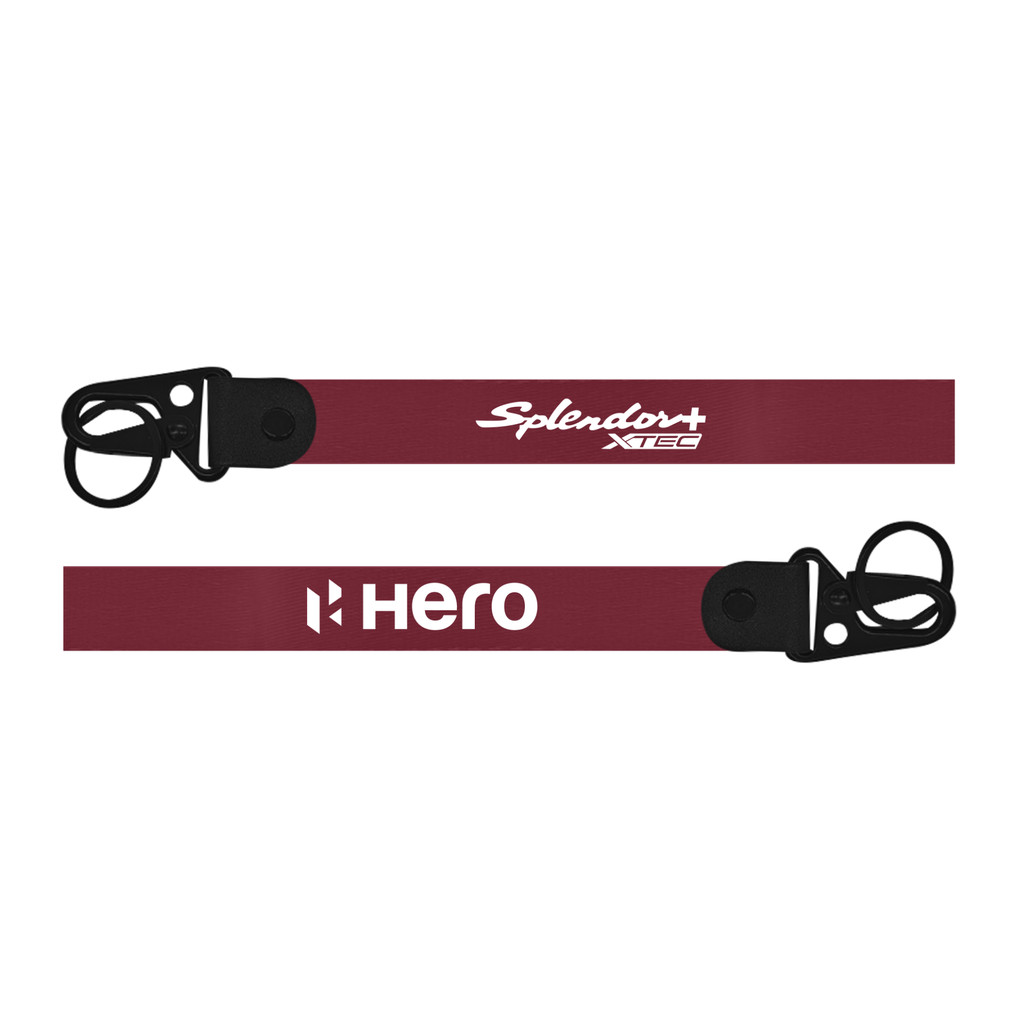 Two maroon bike straps with 'Hero' and 'SplendourXtech' branding on a white background