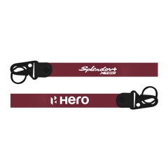 Two maroon bike straps with 'Hero' and 'SplendourXtech' branding on a white background