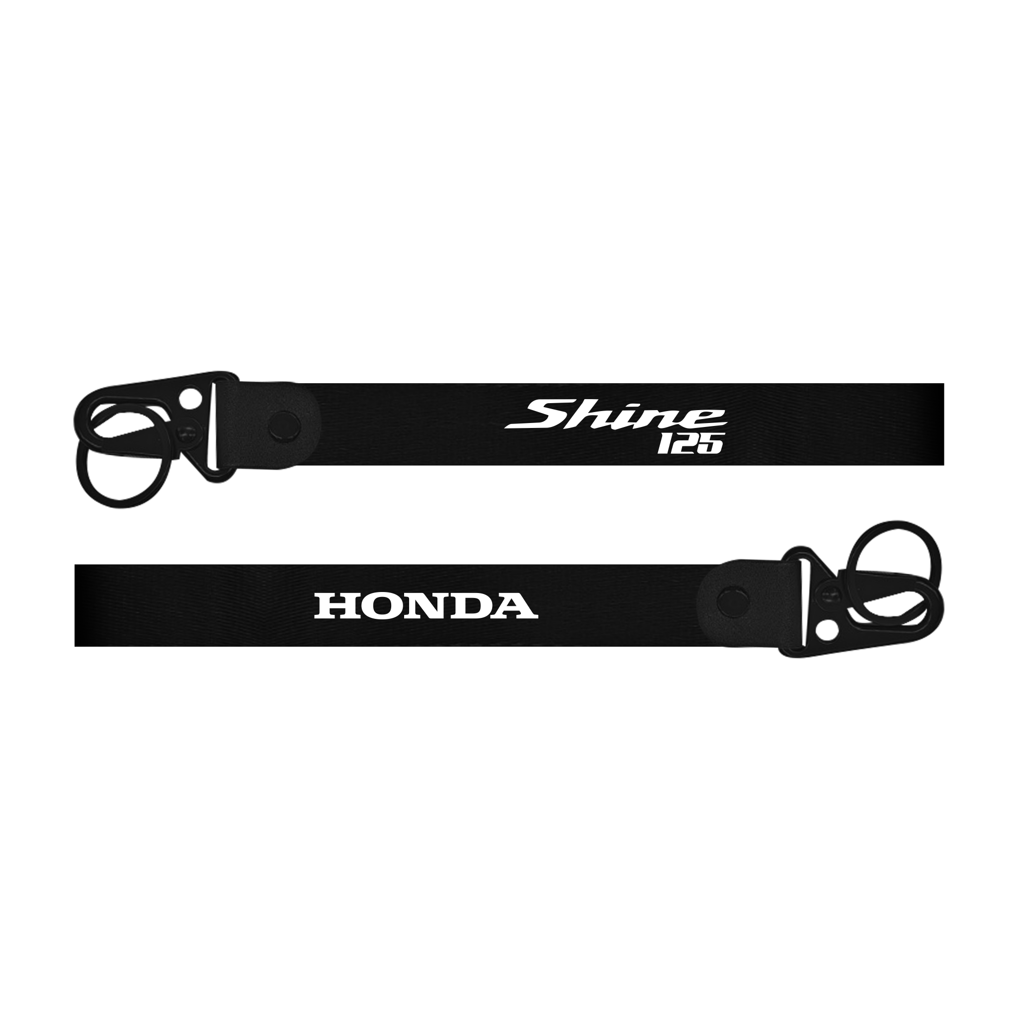 Honda Shine 125 custom fabric bike keychain lanyard strap black lanyards with 'Shine 125' and 'Honda' branding on a white background.