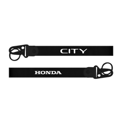 Two black lanyards with 'CITY' and 'Honda' text on a white background