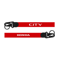 Red lanyard with 'CITY' and 'Honda' text on a white background