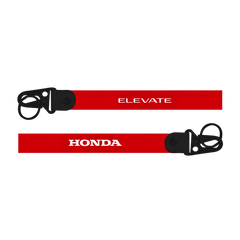 Red lanyard with 'Elevate' and 'Honda' branding on a white background