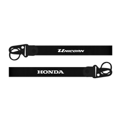 Honda Unicorn custom fabric bike keychain lanyard strap with printed name and phone number