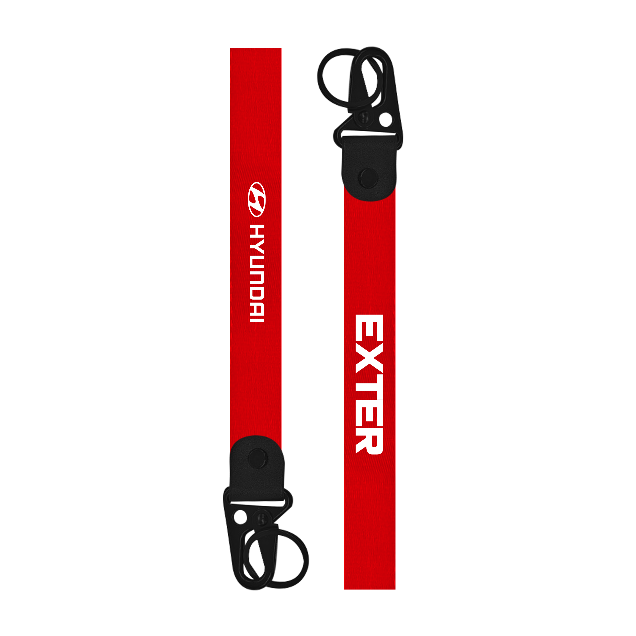 Red lanyard with 'EXTER' and Hyundai logo on a white background