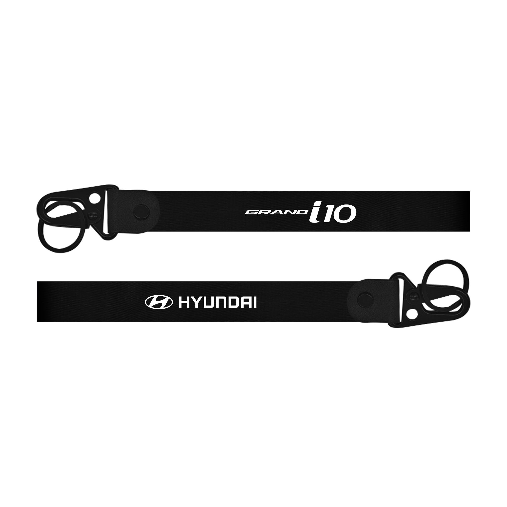 Black lanyard with 'Hyundai Grand i10' branding on a white background