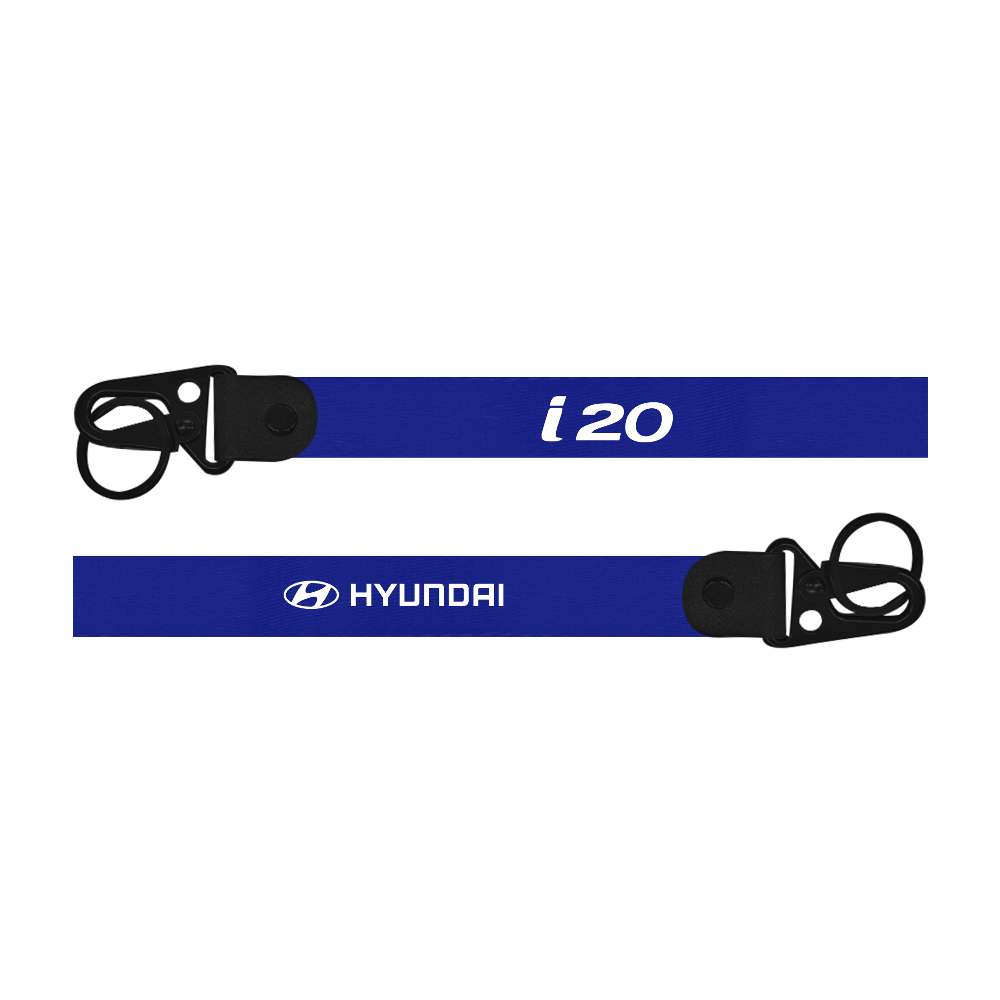 Blue lanyard with 'i20' and Hyundai logo on a white background
