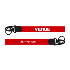 Red lanyard with 'Venue' and Hyundai logos on a white background