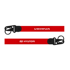 Red lanyard with 'VERNA' and 'Hyundai' branding on a white background