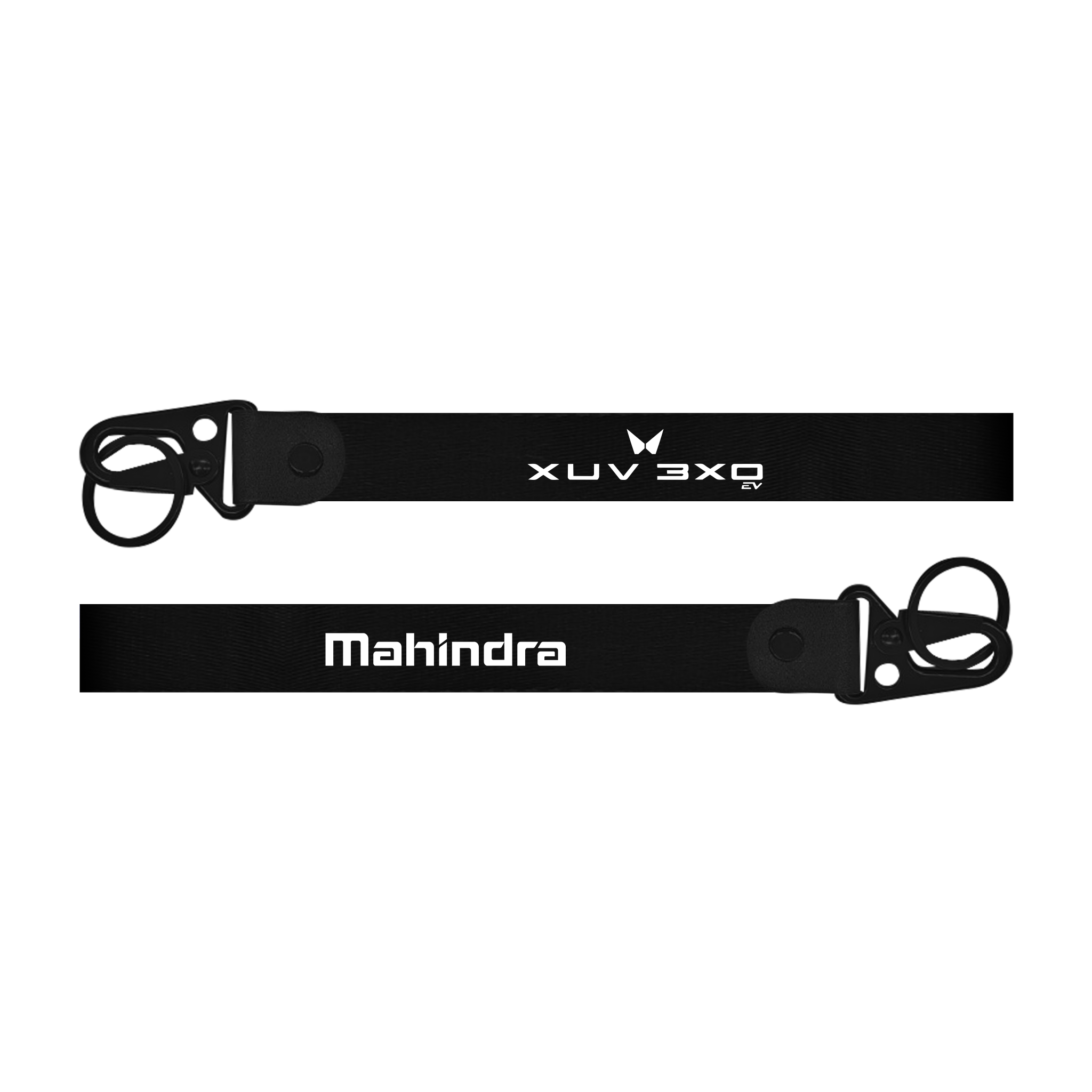 Two black lanyards with 'XUV 300' and 'Mahindra' branding on a white background.