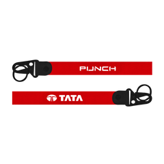 Red Car keychain for Tata Punch heavy-duty custom fabric keychain with metal hook r