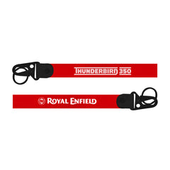 Royal Enfield Thunderbird bike Keychain Two red lanyards with 'Thunderbird 350' and 'Royal Enfield' branding on a white background.