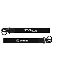 Two black lanyards with 'TRG' and 'Benelli' branding on a white background