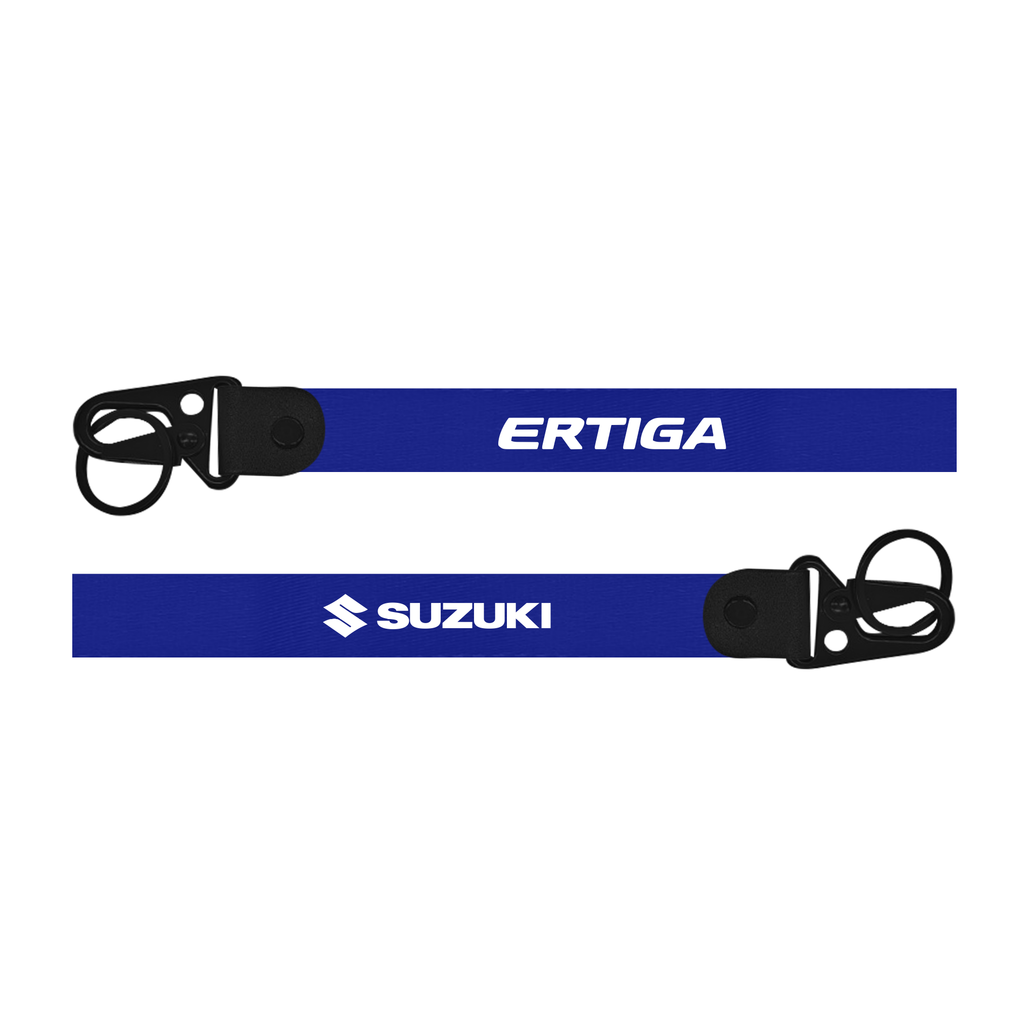 Two blue lanyards with 'ERTIGA' and 'SUZUKI' branding on a white background
