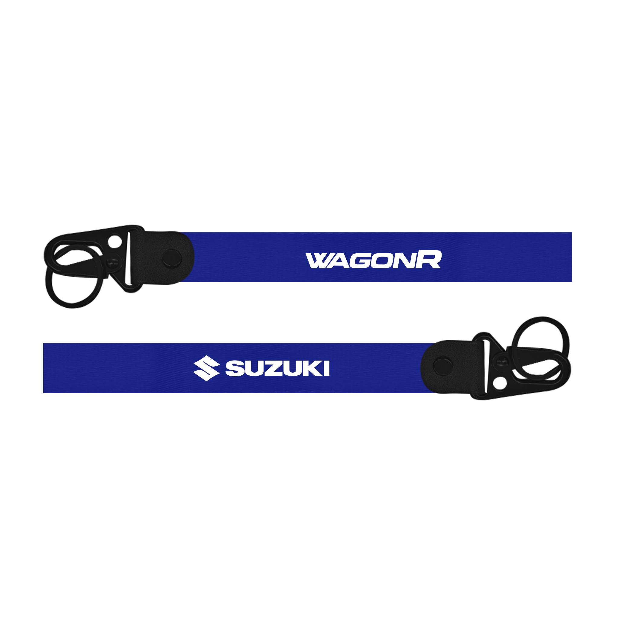 Two blue lanyards with 'Wagonr' and 'Suzuki' logos on a white background