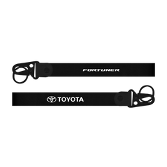 Black lanyard with Toyota and Fortuner branding on a white background