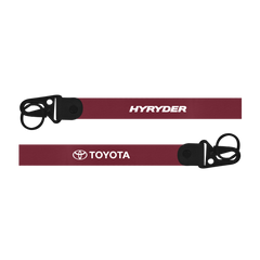 Maroon lanyard with 'Hyryder' and 'Toyota' logos on a white background