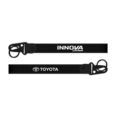 Two black straps with 'Innova' and 'Toyota' logos on a white background