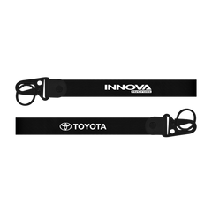 Two black lanyards with 'Innova' and 'Toyota' logos on a white background