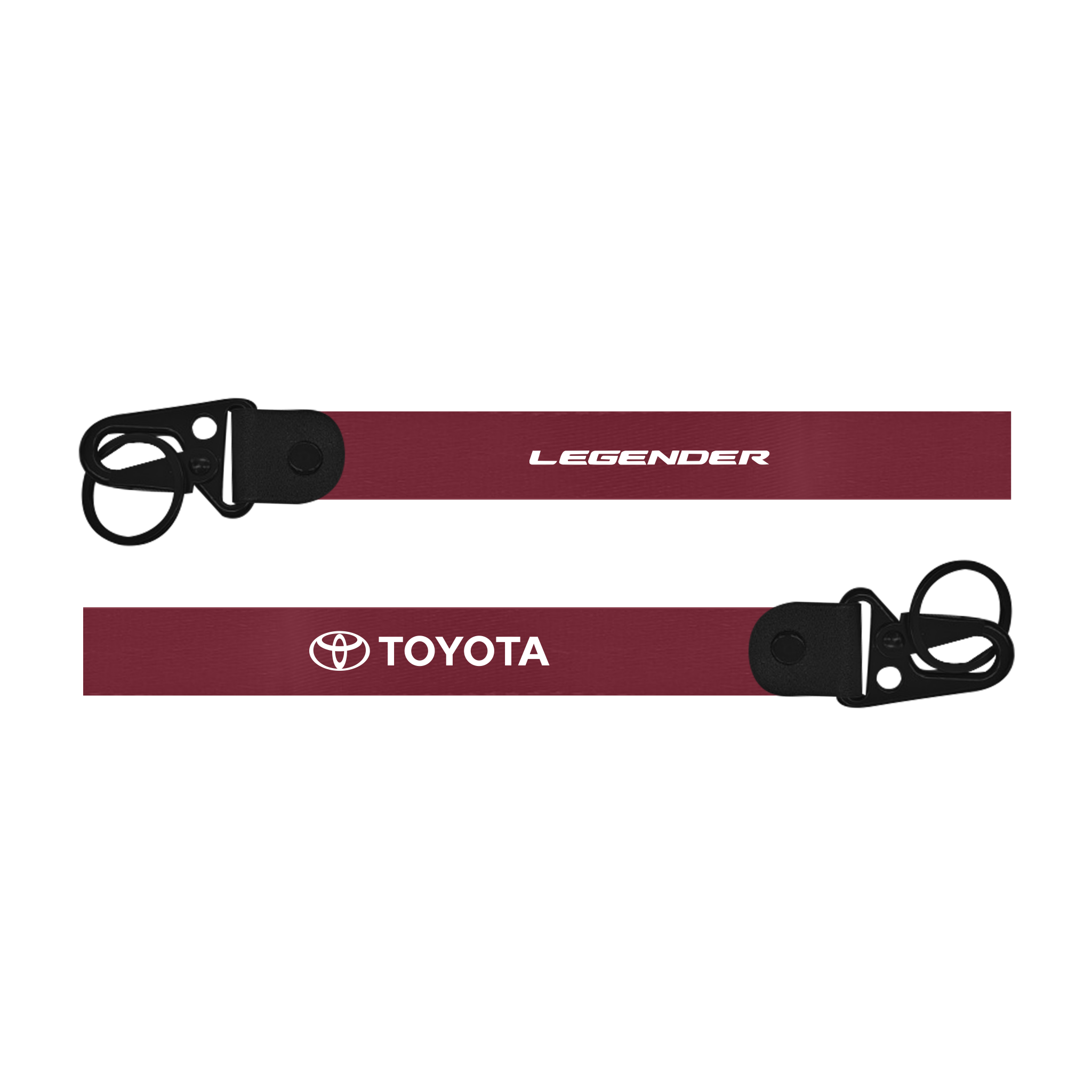 Maroon lanyard with 'Legender' and 'Toyota' logos on a white background