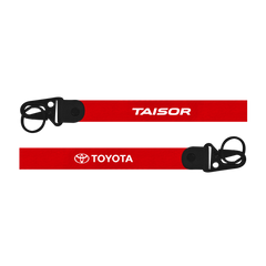 Red lanyard with 'Taisor' and 'Toyota' logos on a white background